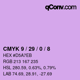 カラーコード: CMYK 9 / 29 / 0 / 8 | qconv.com