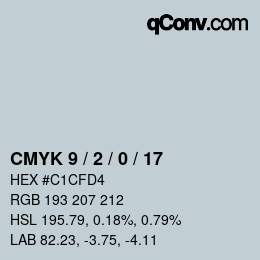 颜色代码: CMYK 9 / 2 / 0 / 17 | qconv.com