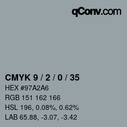 颜色代码: CMYK 9 / 2 / 0 / 35 | qconv.com