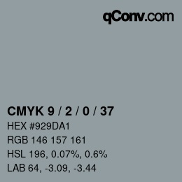 颜色代码: CMYK 9 / 2 / 0 / 37 | qconv.com