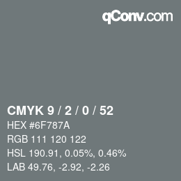Color code: CMYK 9 / 2 / 0 / 52 | qconv.com