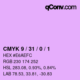 カラーコード: CMYK 9 / 31 / 0 / 1 | qconv.com