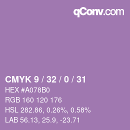カラーコード: CMYK 9 / 32 / 0 / 31 | qconv.com