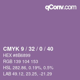カラーコード: CMYK 9 / 32 / 0 / 40 | qconv.com
