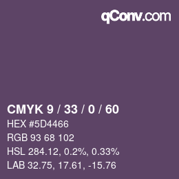 カラーコード: CMYK 9 / 33 / 0 / 60 | qconv.com