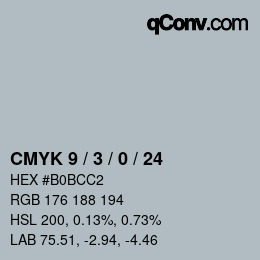 颜色代码: CMYK 9 / 3 / 0 / 24 | qconv.com