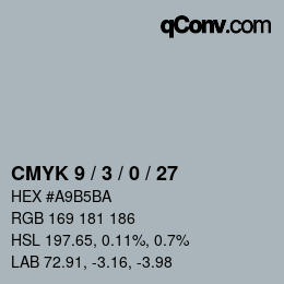 カラーコード: CMYK 9 / 3 / 0 / 27 | qconv.com