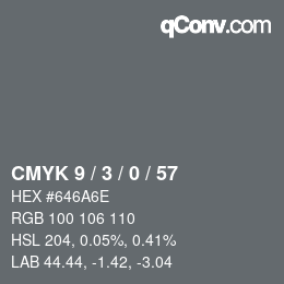 Color code: CMYK 9 / 3 / 0 / 57 | qconv.com