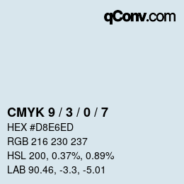 カラーコード: CMYK 9 / 3 / 0 / 7 | qconv.com