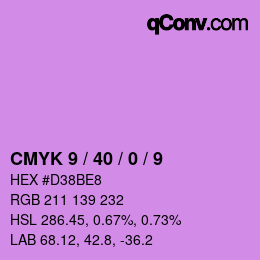 カラーコード: CMYK 9 / 40 / 0 / 9 | qconv.com