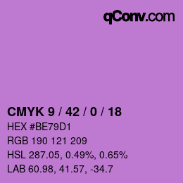 カラーコード: CMYK 9 / 42 / 0 / 18 | qconv.com
