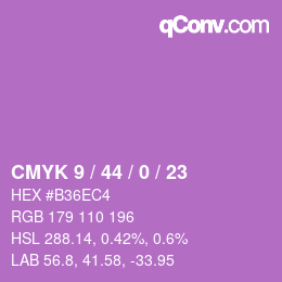 カラーコード: CMYK 9 / 44 / 0 / 23 | qconv.com