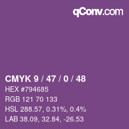 颜色代码: CMYK 9 / 47 / 0 / 48 | qconv.com