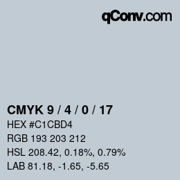 Color code: CMYK 9 / 4 / 0 / 17 | qconv.com