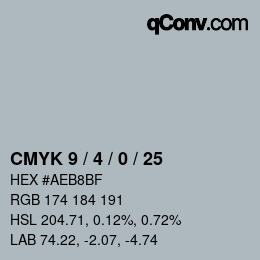 Color code: CMYK 9 / 4 / 0 / 25 | qconv.com