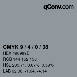 Color code: CMYK 9 / 4 / 0 / 38 | qconv.com