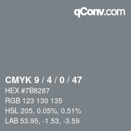 Color code: CMYK 9 / 4 / 0 / 47 | qconv.com