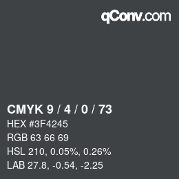 颜色代码: CMYK 9 / 4 / 0 / 73 | qconv.com