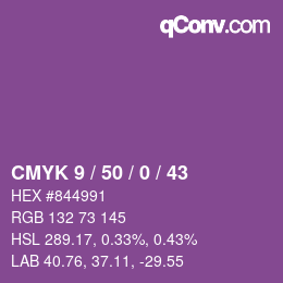 Color code: CMYK 9 / 50 / 0 / 43 | qconv.com
