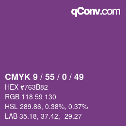 Color code: CMYK 9 / 55 / 0 / 49 | qconv.com