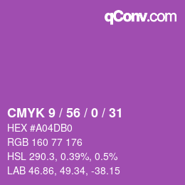 カラーコード: CMYK 9 / 56 / 0 / 31 | qconv.com