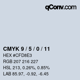 カラーコード: CMYK 9 / 5 / 0 / 11 | qconv.com