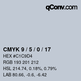 カラーコード: CMYK 9 / 5 / 0 / 17 | qconv.com