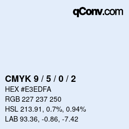 颜色代码: CMYK 9 / 5 / 0 / 2 | qconv.com