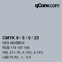Color code: CMYK 9 / 5 / 0 / 23 | qconv.com
