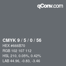 颜色代码: CMYK 9 / 5 / 0 / 56 | qconv.com