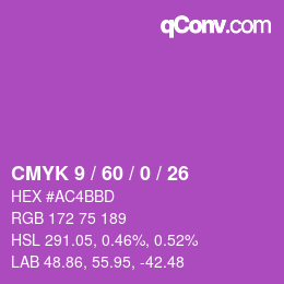 カラーコード: CMYK 9 / 60 / 0 / 26 | qconv.com