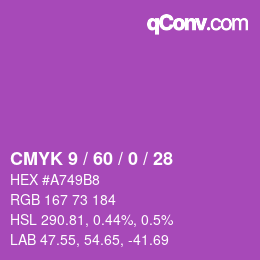 颜色代码: CMYK 9 / 60 / 0 / 28 | qconv.com