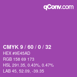 カラーコード: CMYK 9 / 60 / 0 / 32 | qconv.com