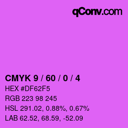 カラーコード: CMYK 9 / 60 / 0 / 4 | qconv.com