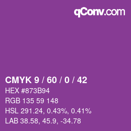 カラーコード: CMYK 9 / 60 / 0 / 42 | qconv.com