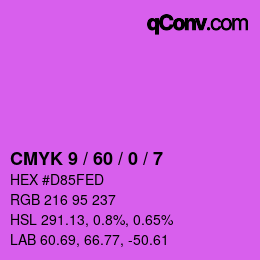 颜色代码: CMYK 9 / 60 / 0 / 7 | qconv.com