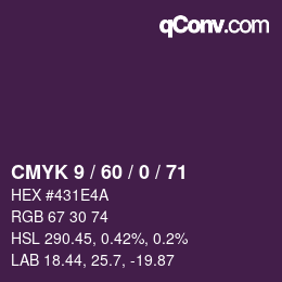 カラーコード: CMYK 9 / 60 / 0 / 71 | qconv.com