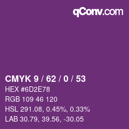 カラーコード: CMYK 9 / 62 / 0 / 53 | qconv.com