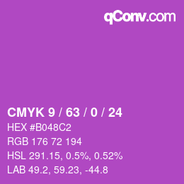 カラーコード: CMYK 9 / 63 / 0 / 24 | qconv.com
