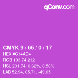 カラーコード: CMYK 9 / 65 / 0 / 17 | qconv.com