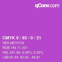 カラーコード: CMYK 9 / 65 / 0 / 21 | qconv.com