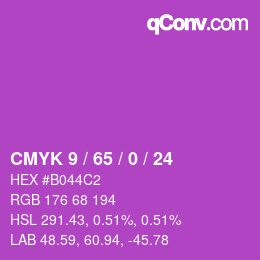 カラーコード: CMYK 9 / 65 / 0 / 24 | qconv.com