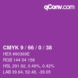 カラーコード: CMYK 9 / 66 / 0 / 38 | qconv.com
