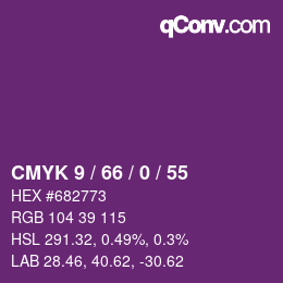 Color code: CMYK 9 / 66 / 0 / 55 | qconv.com