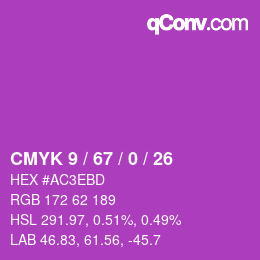 カラーコード: CMYK 9 / 67 / 0 / 26 | qconv.com