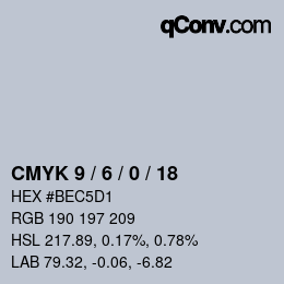 カラーコード: CMYK 9 / 6 / 0 / 18 | qconv.com