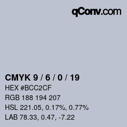カラーコード: CMYK 9 / 6 / 0 / 19 | qconv.com
