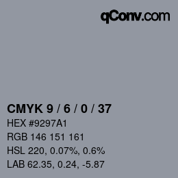 颜色代码: CMYK 9 / 6 / 0 / 37 | qconv.com