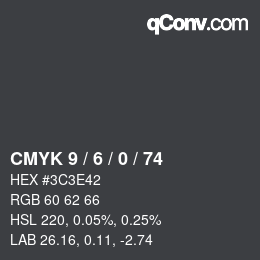 カラーコード: CMYK 9 / 6 / 0 / 74 | qconv.com