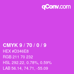 カラーコード: CMYK 9 / 70 / 0 / 9 | qconv.com